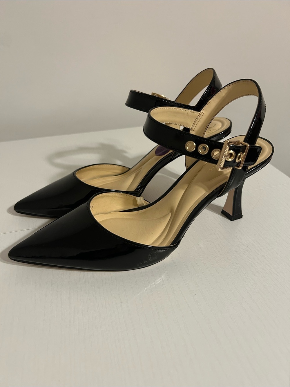 Black Patent leather Pointed Toe Ankle-Strap Heels Jessica Simpson 6.5